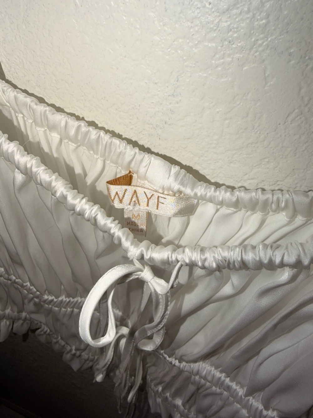 White Ruffled Drawstring Crop Tank - Picture 2 of 4